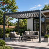 Pergola extérieure en aluminium avec toit, gazebo, pavillon avec rideaux, moustiquaire, kit de conception pour une stabilité structurelle