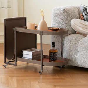 Multifunctionele Italiaanse hoogwaardige groothandel moderne <span class=keywords><strong>trolley</strong></span> lederen bijzettafel woonkamer salontafel met opbergruimte - Product Image 1