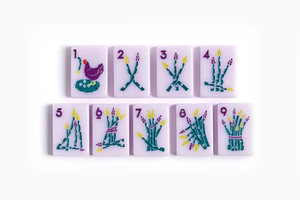 Ensemble de Mahjong Américain de Luxe Lilas, 160 Tuiles Gravées, Collection Botanique Personnalisée, Design Alimentaire Harvest <span class=keywords><strong>Cuisine</strong></span>, Cadeau Boutique - Product Image 3