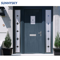 Porte d'entrée principale en bois massif avec insert en verre, design moderne résidentiel Sunnysky pour maison