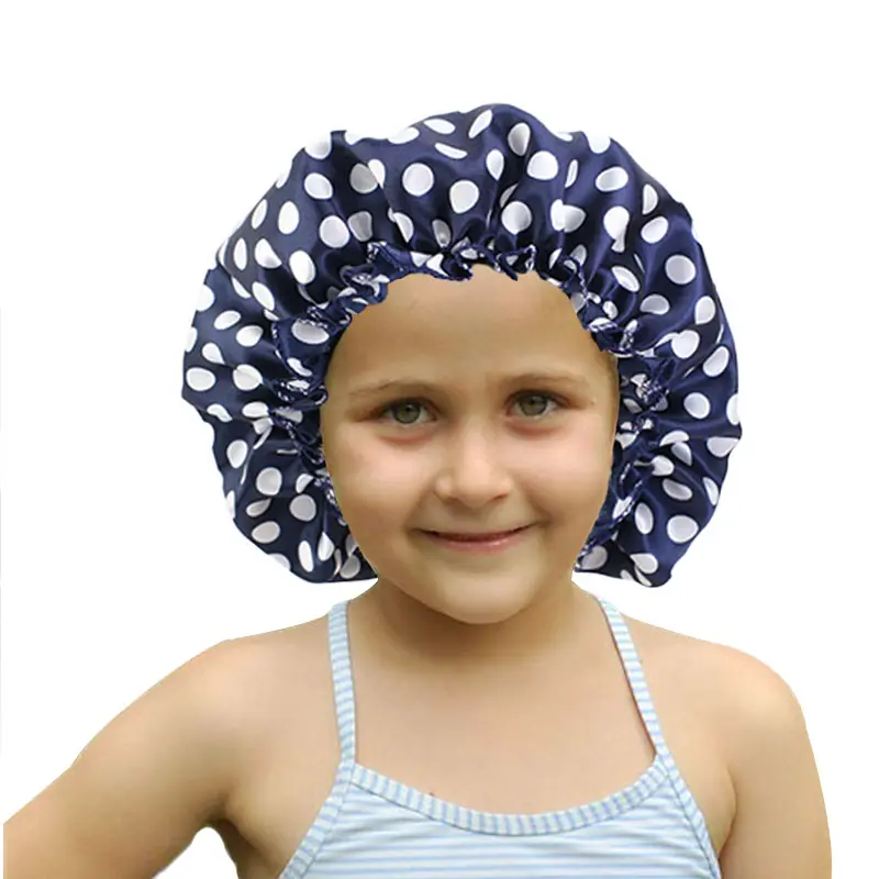 Fabriek Oem Baby Tulband Elastisch Touw Nachtkapje Bedrukking Satijn Zijdeachtige Kids Haarmuts Make-Up Salon Caps