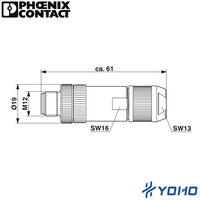 Connettore dati di contatto Phoenix SACC-M12MS-8Q SH-1543236 Ethernet CAT5 (1 Gbps) spina schermata 8 posizione dritto M12