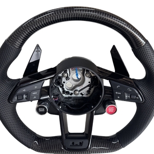 Volante in Vera Pelle Potenziato Haoruijie, 3 Razze, Diametro Impugnatura 40MM, per <span class=keywords><strong>AUDI</strong></span> RS7 RS3 RS4 RS5 RS6 S8 Q3 Q5 A4 A5 <span class=keywords><strong>TT</strong></span> - Product Image 4