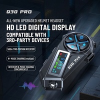 Casque de moto avec interphone bidirectionnel Q30 Pro, casque sans fil avec lampe torche LED, radio FM, écran LCD pour motard