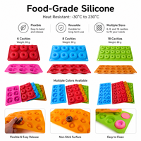 Moule à donuts en silicone 6, 8 ou 18 cavités, plaque de cuisson antiadhésive en silicone de qualité alimentaire, moule à gâteau personnalisé OEM, ustensiles de cuisson