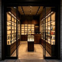 Vitrine d'exposition vintage pour lunettes et étui de présentation pour smartphone, idéale pour les magasins de détail