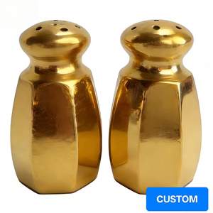 Fabrication sur mesure de salières et poivrières dorées en acier inoxydable, pots à condiments, bouteilles à assaisonnements, salières et poivrières métalliques, pots à épices - Product Image 2
