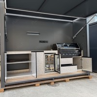 Armoires de Cuisine d'Extérieur en Acier Inoxydable Nouveau Design Planet, Cuisine Moderne avec Ensemble Barbecue et Réchaud