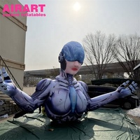 Mascotte robotique féminine gonflable personnalisée, grand personnage cyborg gonflable pour la décoration de scène de festival de musique, publicité d'événements