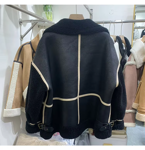 <span class=keywords><strong>Cappotto</strong></span> invernale caldo e spesso da <span class=keywords><strong>donna</strong></span> in <span class=keywords><strong>Shearling</strong></span> con pelliccia di procione, giacca in vera pelle di <span class=keywords><strong>montone</strong></span> - Product Image 2
