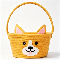 Panier de rangement multifonctionnel en coton tressé motif ours mignon, écologique, moderne et simple, idéal pour le salon ou comme panier cadeau
