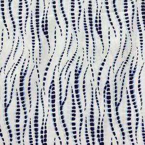 Vải satin lụa giả, chất liệu polyester 100%, họa tiết sóng chấm ảo ảnh quang học, in màu xanh đậm nhuộm tie dye, có sẵn trong kho, dùng may quần áo - Product Image 4