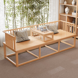 Solid Wood Luohan Bed With <b>Storage</b> Chaise Lounge For Living Room Tea Space - Product Image 1