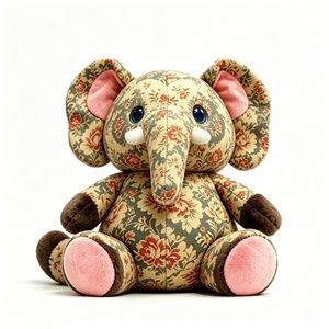 Customized <b>Vintage</b> floral elephant plush toy, retro flower print elephant stuffed animal, cottagecore safari elephant soft <b>doll</b> - Product Image 4