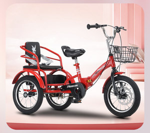 Triciclo Plegable Unisex de Doble Asiento para Niños de 3 a 10 Años, Cuerpo de Acero al Carbono, Ruedas de 14, 16, 18 y 20 Pulgadas Opcionales - Product Image 4