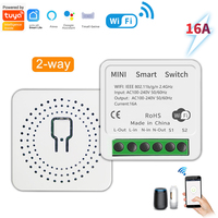 Interrupteur WiFi Tuya Mini 16A, application Smart Life, contrôle bidirectionnel, module d'automatisation de la maison intelligente, Alexa, Google Home