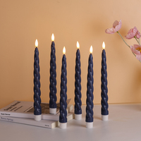 Bougie chauffe-plat en cire de paraffine véritable en spirale Matti, bleu marine, 3D, à piles, décoration de Noël, bougie chauffe-plat à LED pour la maison
