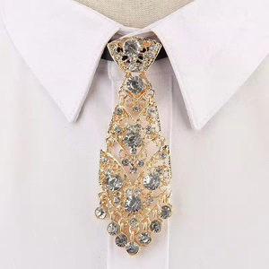 Nœud papillon pour homme en polyester uni avec strass en cristal, réglable, luxueux et brillant pour mariage et fête - Product Image 5