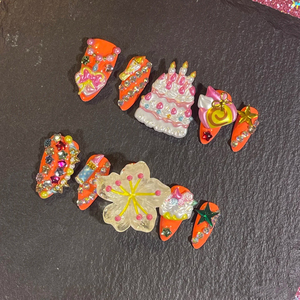 Bộ móng tay giả cao cấp thủ công, thiết kế dài hình quan tài, chất lượng cao, dán liền, dùng cho ngón tay. - Product Image 4