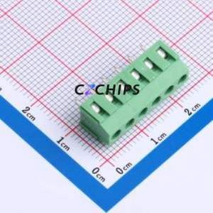 DB125-3.81-6P-GN-S Screw Terminal Block Through hole Component (THT),P=3.81mm Connector 1x6P 3.81mm Green Through Hole - Product Image 1