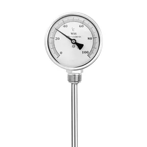 Termômetro axial do bimetal do indicador da precisão, comprimento personalizado 1/2 da rosca 304 aço inoxidável 1.5 do ponteiro da precisão