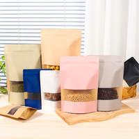 Sachet Doypack en Papier Kraft Coloré avec Fenêtre Transparente et Fermeture Éclair Étanche pour Emballage Écologique en Gros