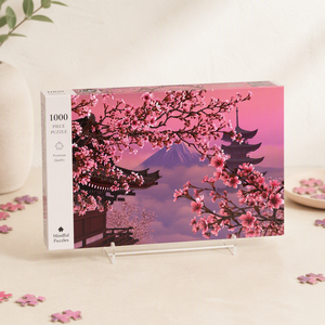 Offre Spéciale : <span class=keywords><strong>1000</strong></span> Pièces Mini <span class=keywords><strong>Puzzle</strong></span> en Carton Blanc Motif Cerisier Japonais et Mont Fuji pour Adultes - Product Image 1