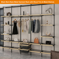 Système de rangement mural combiné moderne en acier, extensible et réglable, sans perçage, pour bibliothèque, étagère murale TV et cloison sol-plafond