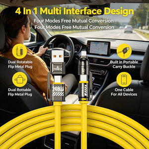 <span class=keywords><strong>Cable</strong></span> de Datos 4 en 1 con Carga Rápida PD de 240W, <span class=keywords><strong>Cable</strong></span> de Silicona Suave, USB-A a Tipo C, Conector Convertible para iPhone, Macbook, Android - Product Image 5
