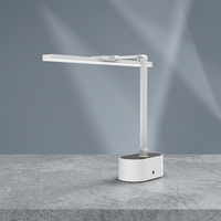 Lampe de table LED pliable avec contrôle tactile, intensité réglable, 3 températures de couleur, protection des yeux, charge USB, horloge, lampe de lecture pour la maison et le bureau