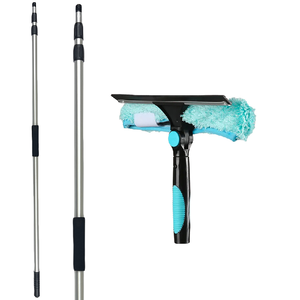 Brosse <span class=keywords><strong>de</strong></span> nettoyage WC rotative double face en métal écologique avec manche en aluminium et poils éponge, grattoir pour vitres - Product Image 1
