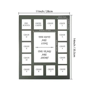 Cadre <span class=keywords><strong>Photo</strong></span> d'école 11x14 "15 Photos cadre de <span class=keywords><strong>Collage</strong></span> de Photos de jours d'école avec tapis noir blanc gris - Product Image 1