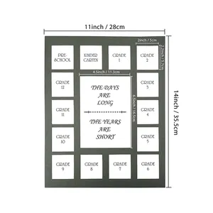 School Fotolijst 11X14 "15 Foto 'S Schooldagen Fotocollage Frame Met Zwart Wit Grijs Matten
