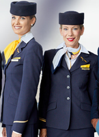 Blazer et jupe noirs ou bleu marine, uniformes personnalisés pour les personnelles de l'air de Lufthansa, costumes sur mesure pour les hôtesses de l'air, vente en gros