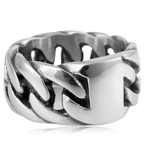 yunnique Men's <b>Titanium</b> Steel <b>Ring</b> Geometric Chain Design Silver Color Gift Jewelry FY213074 - Product Image 3