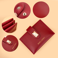 Dompet Koin Wanita Model Baru dengan Ritsleting dan Kancing, Serbaguna, Tipis, Ringkas, Bahan Poliester Tahan Air PU