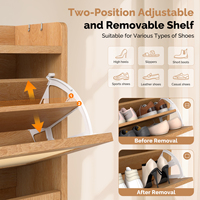 Meuble à chaussures modulaire extensible en bois moderne à 2 tiroirs rabattables, rangement gain de place, étagère amovible, organisateur pour salle à manger et entrée de maison
