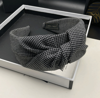 Retro Neues Kariertes Damen-Haarband für Schulanfang & Hochzeit Handgefertigtes Stoffmaterial Breiter Rand Pressdesign