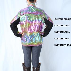 Chaqueta de equitación deportiva para mujer con cuello alto, transpirable, de malla, con cremallera completa, en colores vibrantes. - Product Image 2