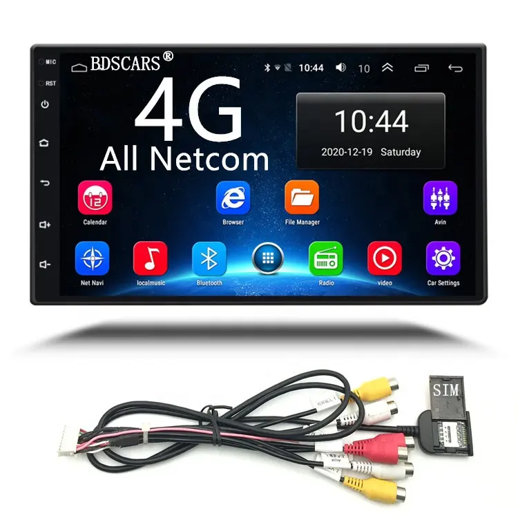 Araba Video 4G tüm Netcom 4 + 64G RAM 7/9/10.1 inç ekran 2.5D temperli cam dokunmatik araba radyo GPS navigasyon BT araba radyo