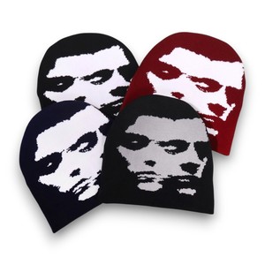 Bonnet Y2K personnalisé avec logo, motif visage abstrait, tricoté, doux et extensible, style streetwear gothique, <span class=keywords><strong>ski</strong></span>, rétro, urbain, pour l'hiver - Product Image 1