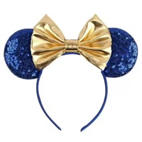 Serre-tête unisexe en velours avec nœud et sequins Mickey Minnie Mouse pour fêtes, spectacles et accessoires photo - Fait main, vente en gros disponible