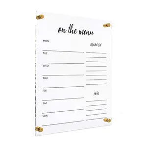 Tùy Chỉnh Khô Erase Menu Board Weekly Acrylic Lịch Kế Hoạch