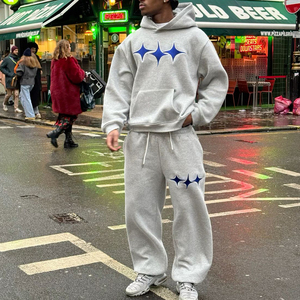 Custom Men's Cotton <strong>Tracksuit</strong> Set Breathable Screen Print Sweat Pants and Hoodie for Autumn Jogging - Product Image 2