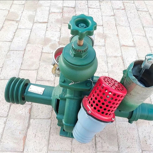 <b>Green</b> Diesel Driven Agricultural Irrigation <b>Pump</b> with Wheels and Red Engine Housing - Product Image 3