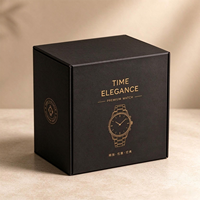 Boîte cadeau de luxe noire mate personnalisée, boîte à cartes imprimée à l'or, logo personnalisé pour l'emballage de montres et de cadeaux artisanaux