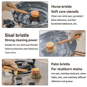 Puro di cocco naturale di palma di cavallo spazzola per la pulizia di capelli di Sisal pentola antiaderente eco-friendly per il lavaggio dei capelli morbidi per pentole - Product Image 4