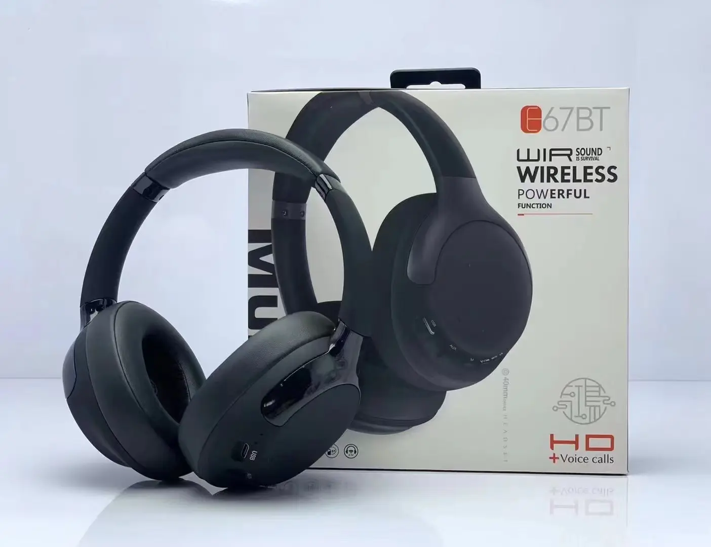Huoyin-auriculares inalámbricos plegables con Bluetooth, audífonos de música estéreo con sonido envolvente 3D de 40mm, 67