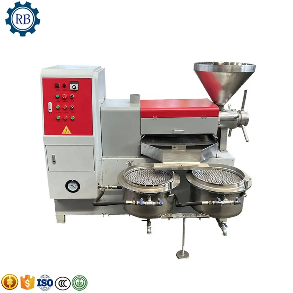 Máquina para hacer aceite de girasol de fácil operación/máquina de extracción de aceite de soja/máquina de prensa de aceite de maní Motor ecológico plateado