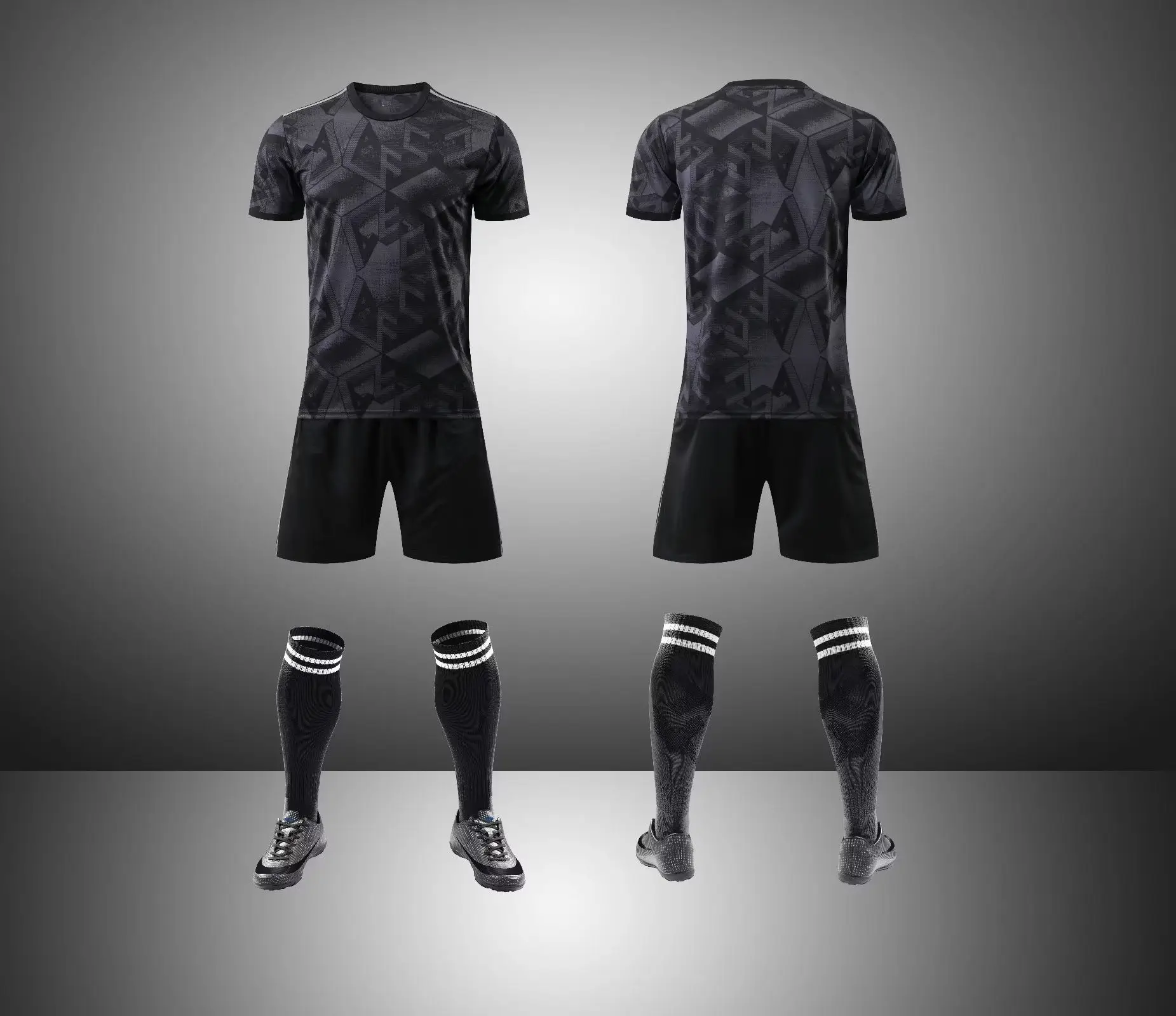 Mais barato exclusivo preto e ouro liso personalizado futebol jersey fabricante jogos uniformes futebol juventude